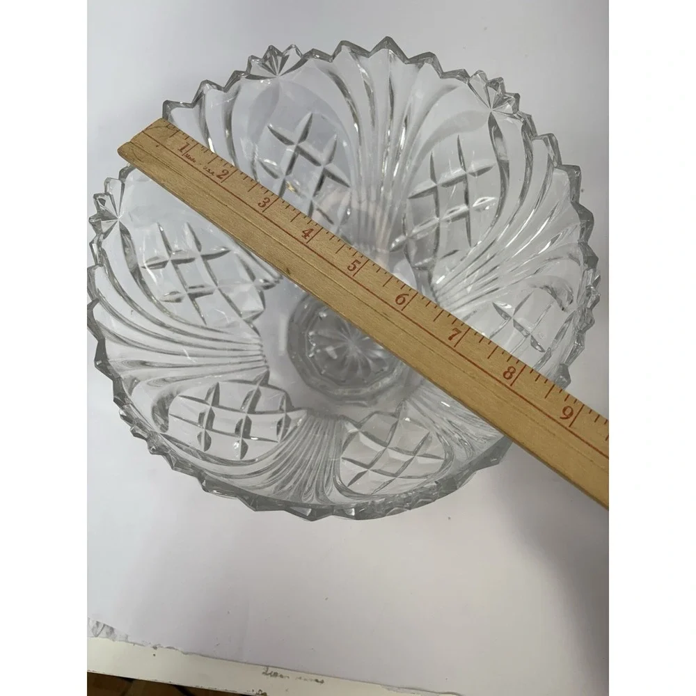 Vintage Lead Crystal Pedestal Bowl‎ 9